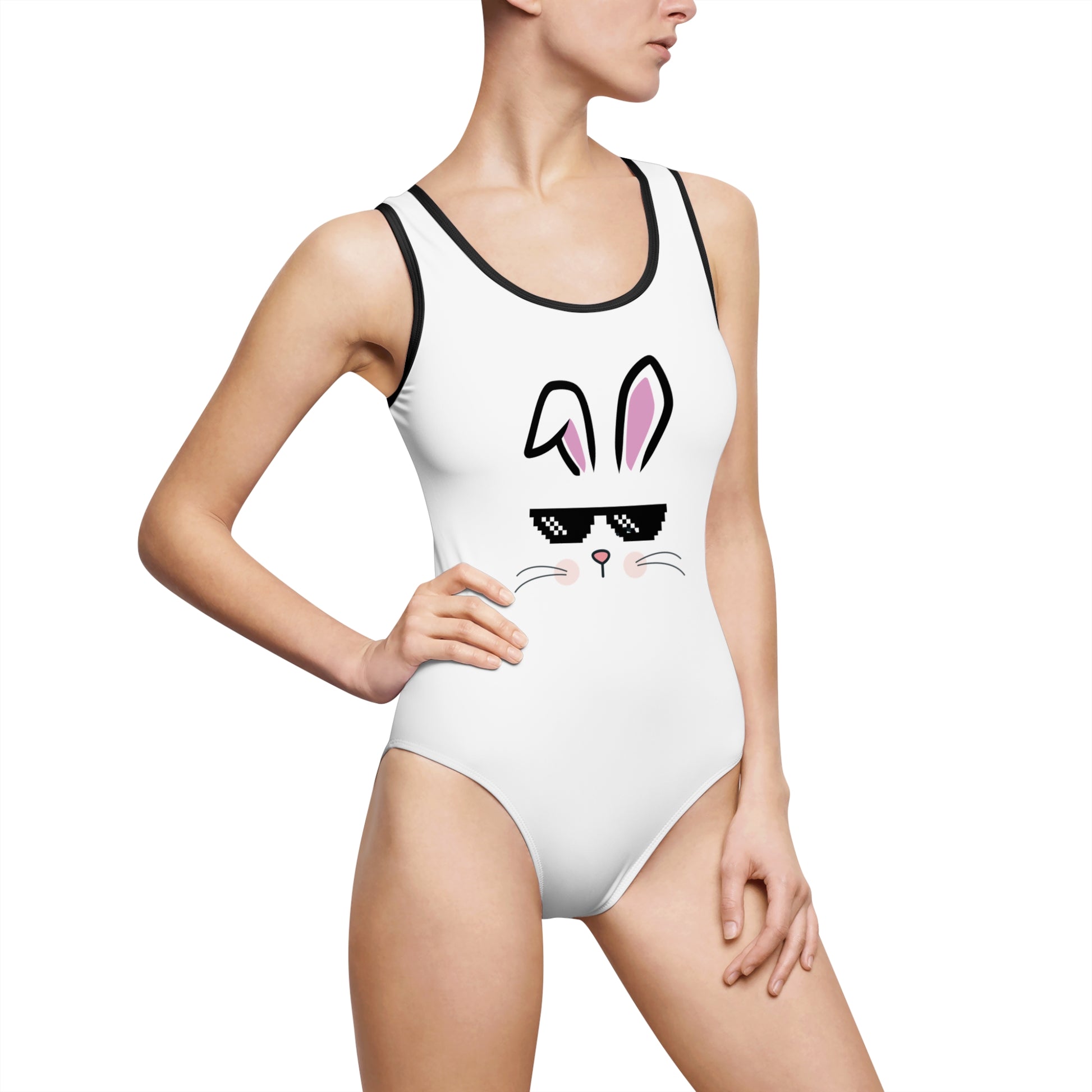 Cool Bunny One-Piece Swimsuit, Stylish Swimwear, Beach Day Essentials, Summer Vacation Outfit, Easter Gift, Trendy Swim Fashion