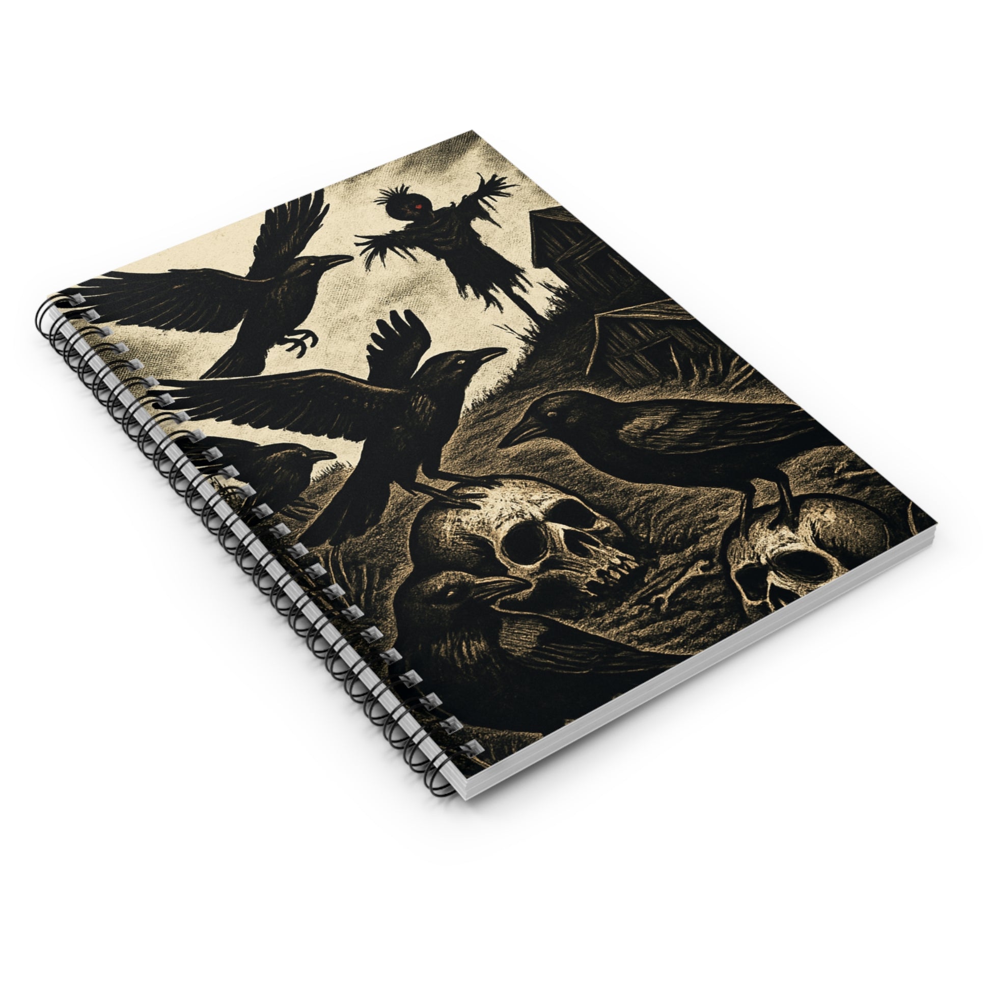 Gothic Spiral Notebook - Ruled Line Skull & Crow Art, Perfect for Writers, Journaling, Halloween Gifts, Dark Academia, Unique School [...]