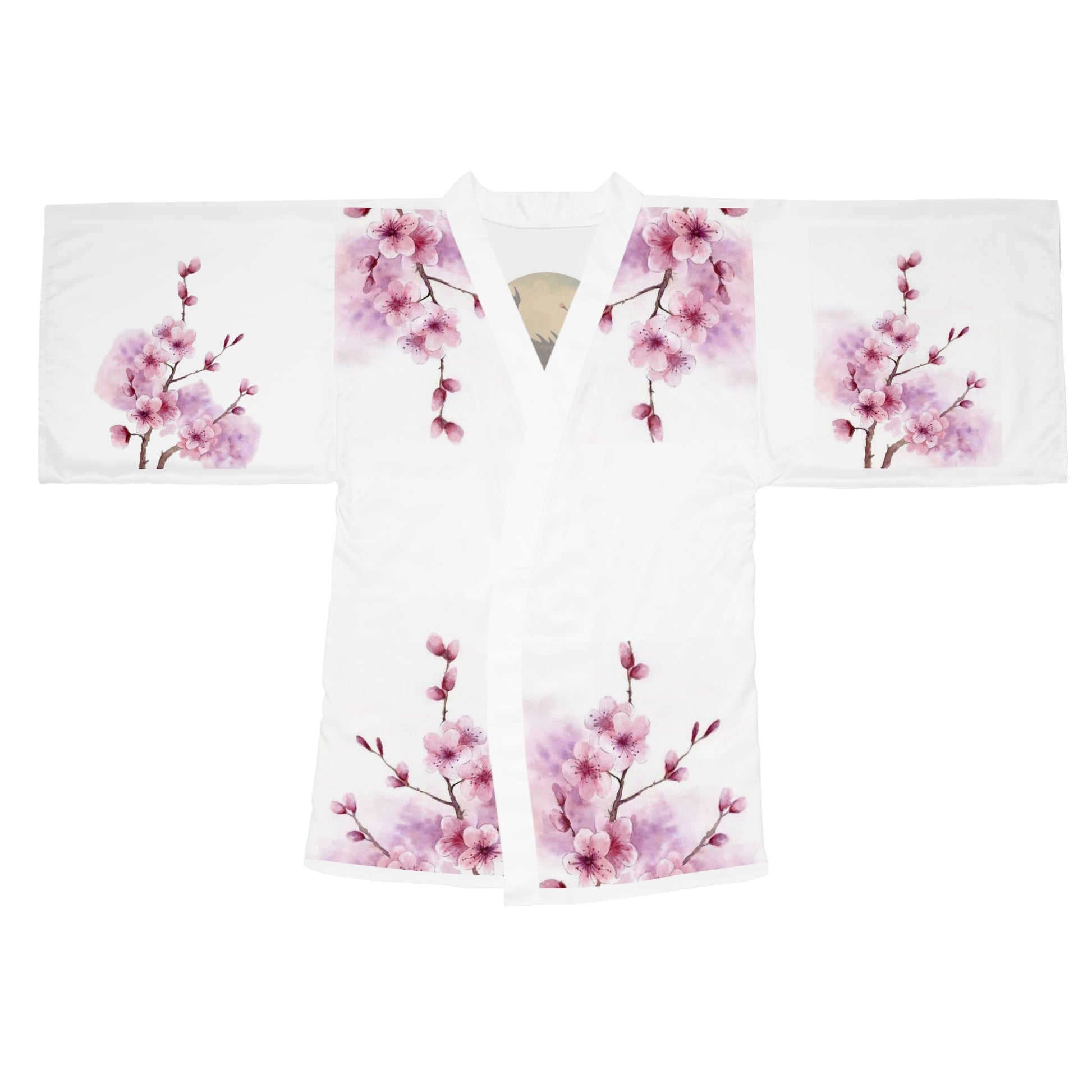 Elegant Floral & Dragon Print Long Sleeve Kimono Robe, Bathrobe, Loungewear, Gift for Her, Relaxation, Summer Evening Wear