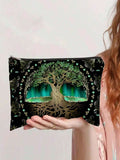 An elegant women's makeup case with a Tree of Life design, made of polyester, perfect for everyday use. An ideal Christmas gift.