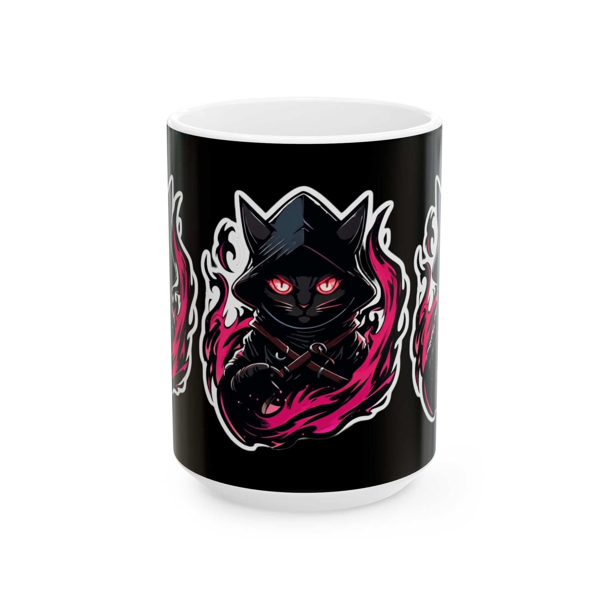 Mystical Cat Mug - Enchanting Ceramic Coffee Cup, Gift for Cat Lovers, Halloween Decor, Black Cat Lover's Mug, Witchy Homeware