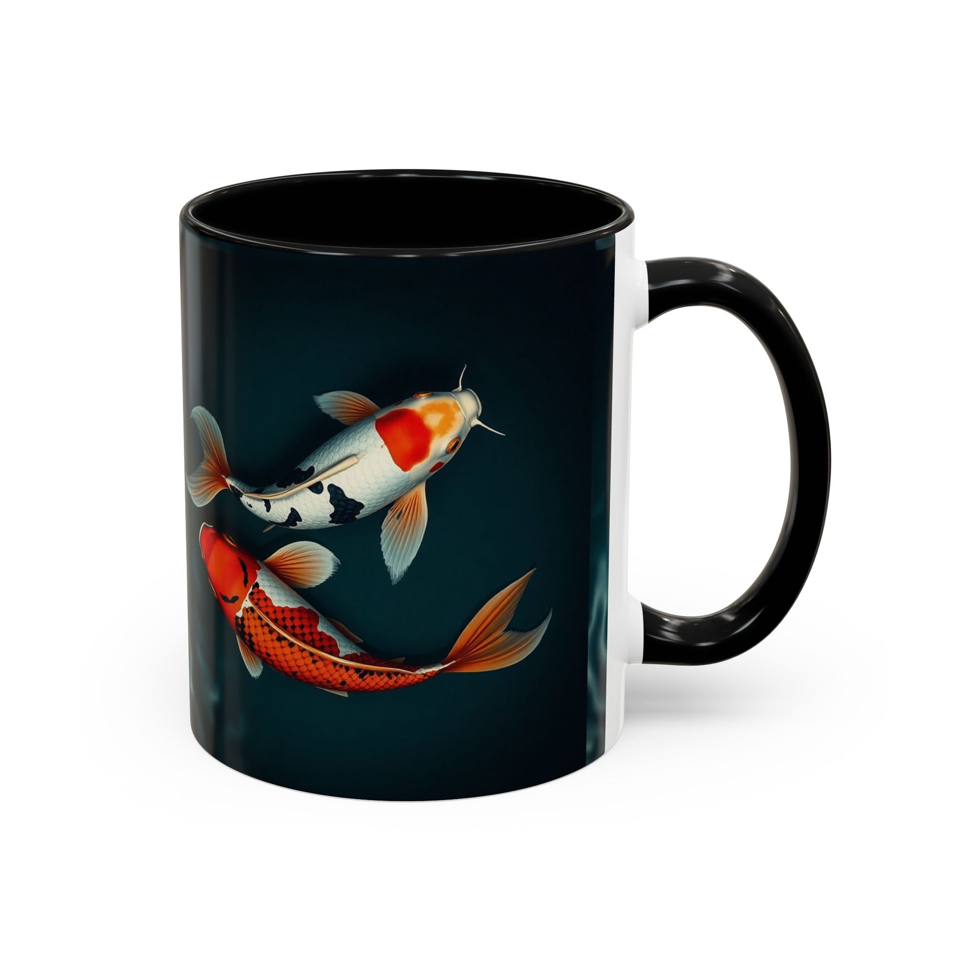 Koi Fish Accent Coffee Mug, Artistic Drinkware, Tea Lover Gift, Unique Home Decor, Birthday Present, Zen Coffee Cup