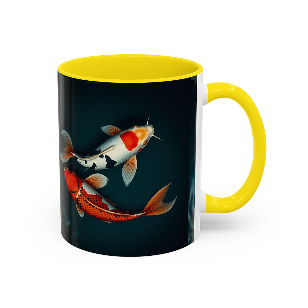 Koi Fish Accent Coffee Mug, Artistic Drinkware, Tea Lover Gift, Unique Home Decor, Birthday Present, Zen Coffee Cup