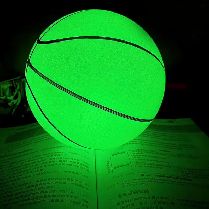 Basketball, luminescent with night light, made of wear-resistant PVC, luminous with night light