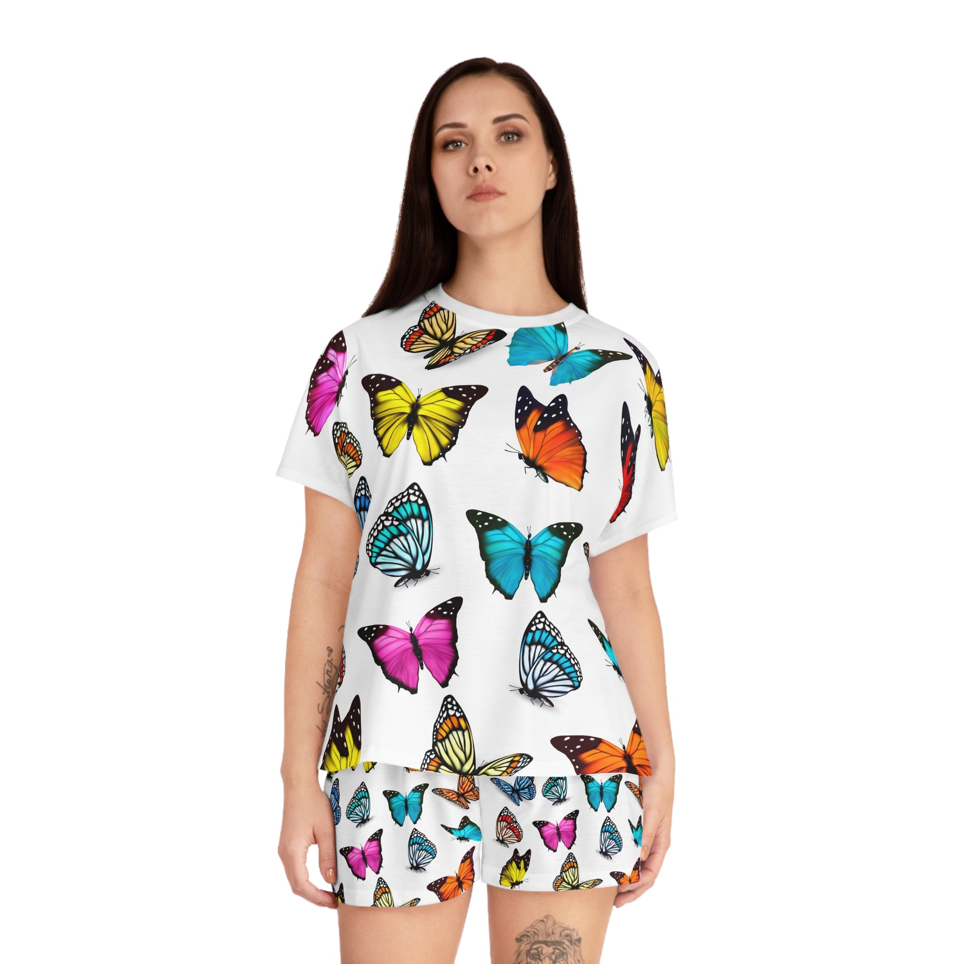 Butterfly Bliss Women's Short Pajama Set, Sleepwear, Relaxation Loungewear, Summer Nights Set, Cozy Gift for Her