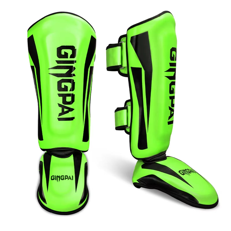 High-Quality PU Leather Boxing Shin Guards with Ankle Protection for MMA and Muay Thai Training - Lightweight Kicking Shin Pads