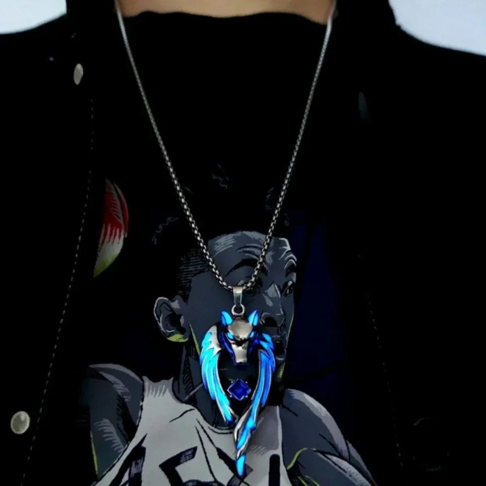 Simple Trend Niche Wolf Head Pendant Necklace Men and Women Glow-In-The-Dark Jewelry Hip Hop Punk Party Niche Popularpendantgift