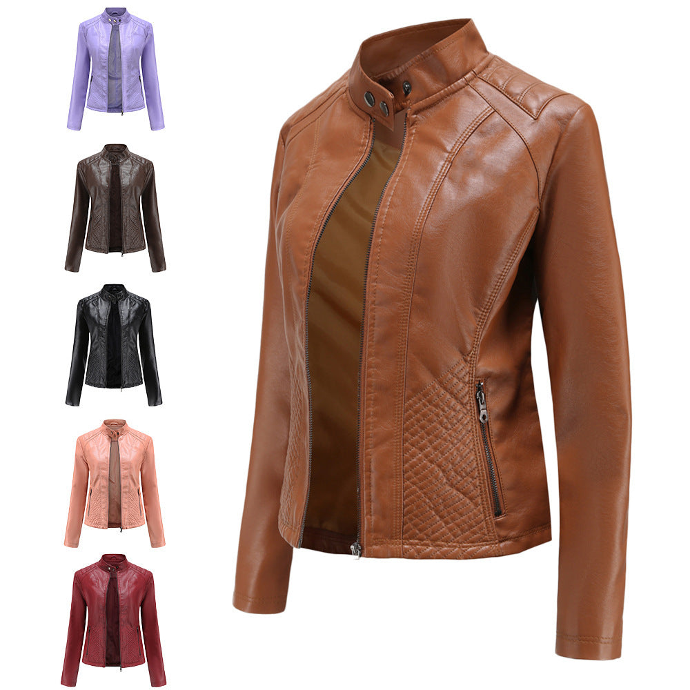 Jacket European And American Trend Thin Coat Long Sleeve Motorcycle Jacket Women