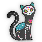 Custom Cat Shaped Pillow, Decorative Throw Pillow, Sugar Skull Cat Cushion, Unique Home Decor, Gift for Cat Lovers