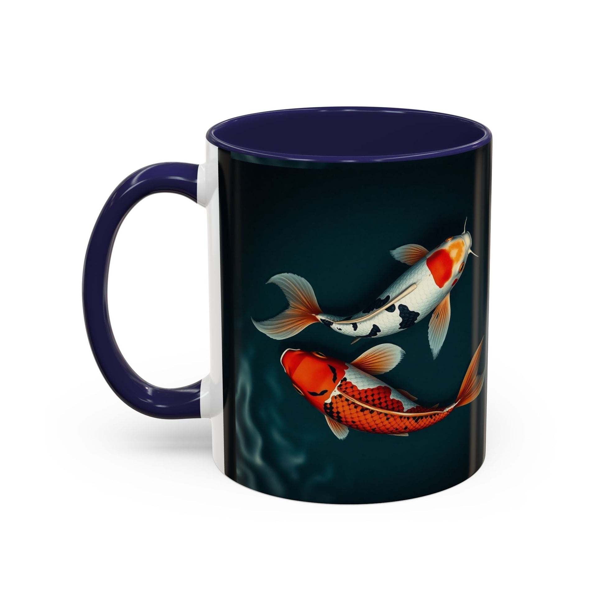 Koi Fish Accent Coffee Mug, Artistic Drinkware, Tea Lover Gift, Unique Home Decor, Birthday Present, Zen Coffee Cup