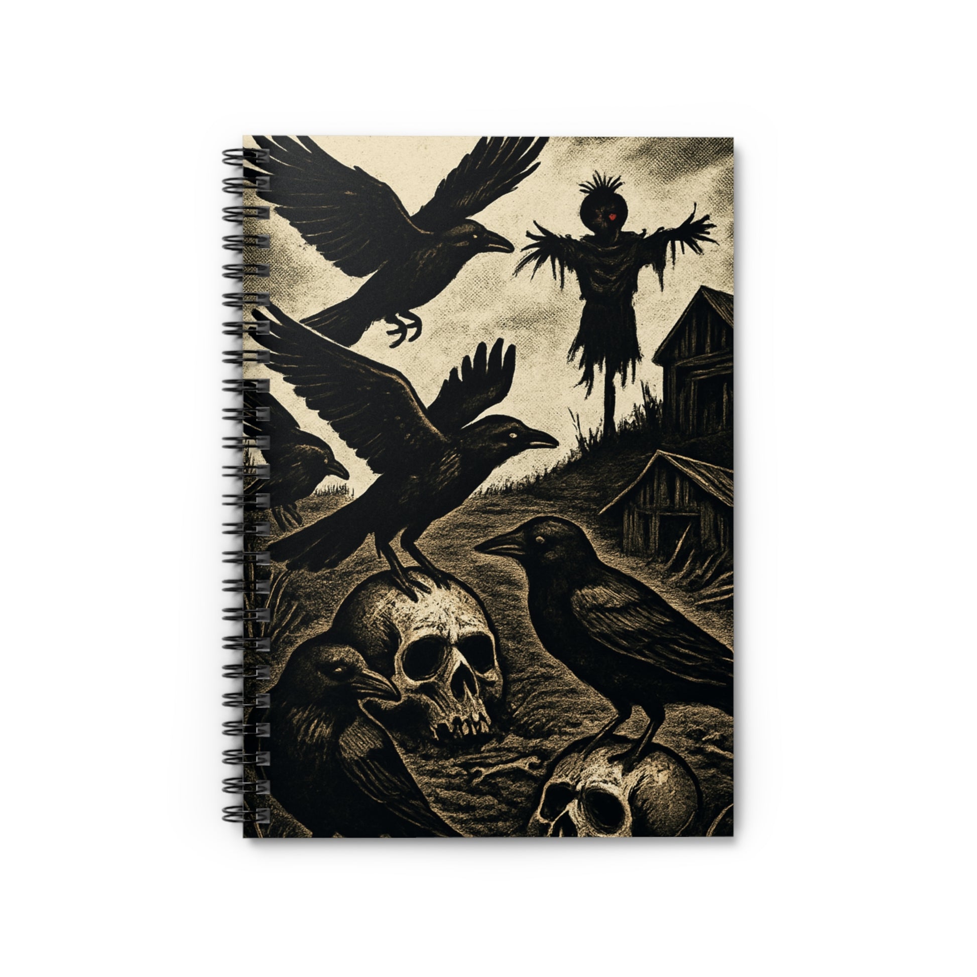 Gothic Spiral Notebook - Ruled Line Skull & Crow Art, Perfect for Writers, Journaling, Halloween Gifts, Dark Academia, Unique School [...]