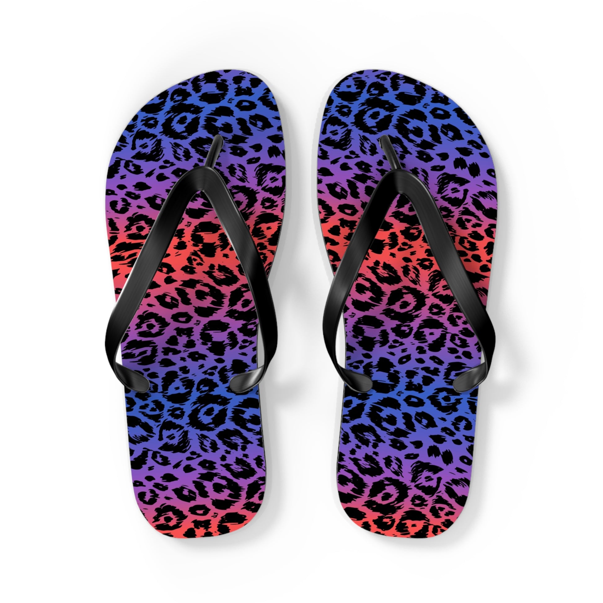 Vibrant Leopard Print Flip Flops for Summer, Beachwear, Vacation Footwear, Casual Sandals, Tropical Getaway