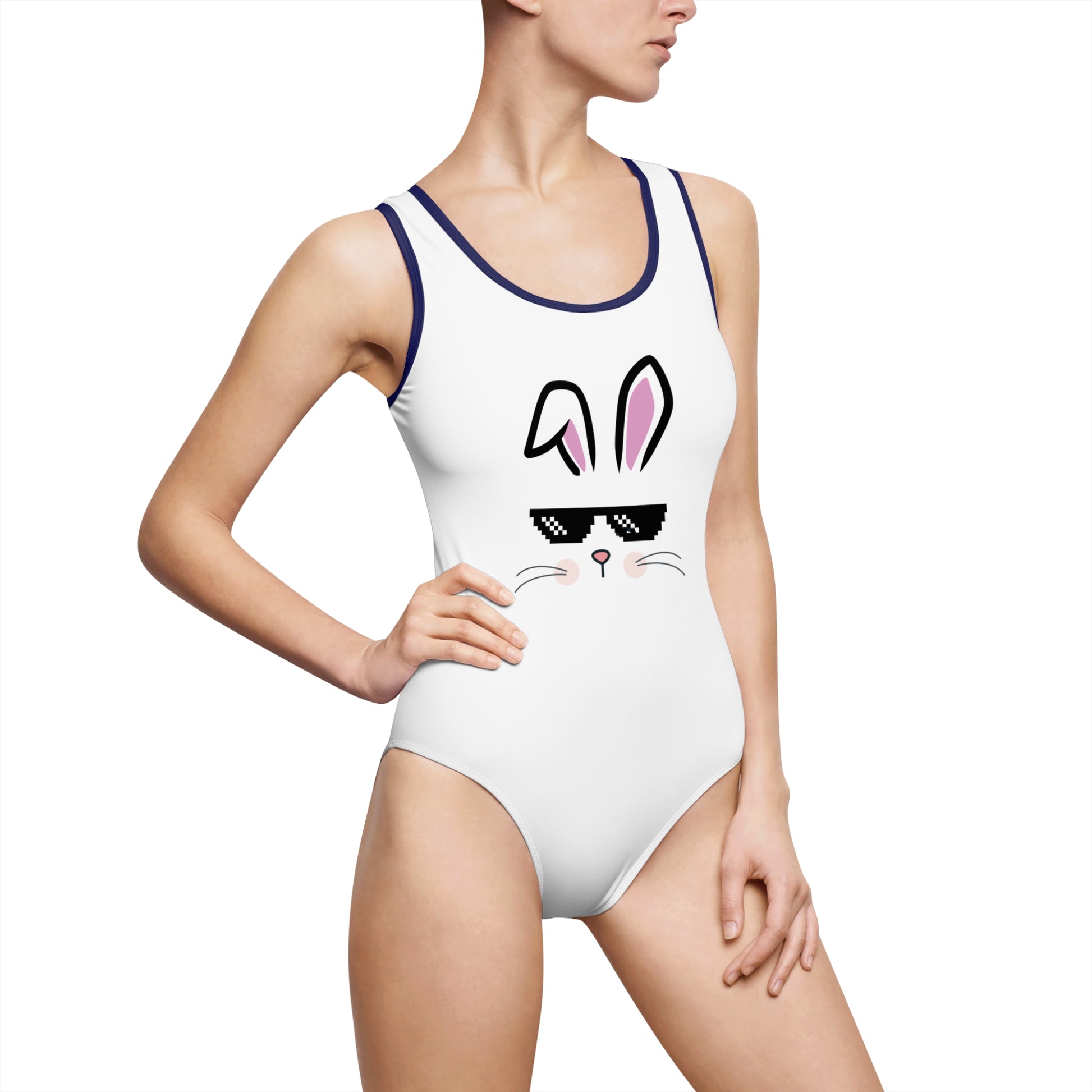 Cool Bunny One-Piece Swimsuit, Stylish Swimwear, Beach Day Essentials, Summer Vacation Outfit, Easter Gift, Trendy Swim Fashion