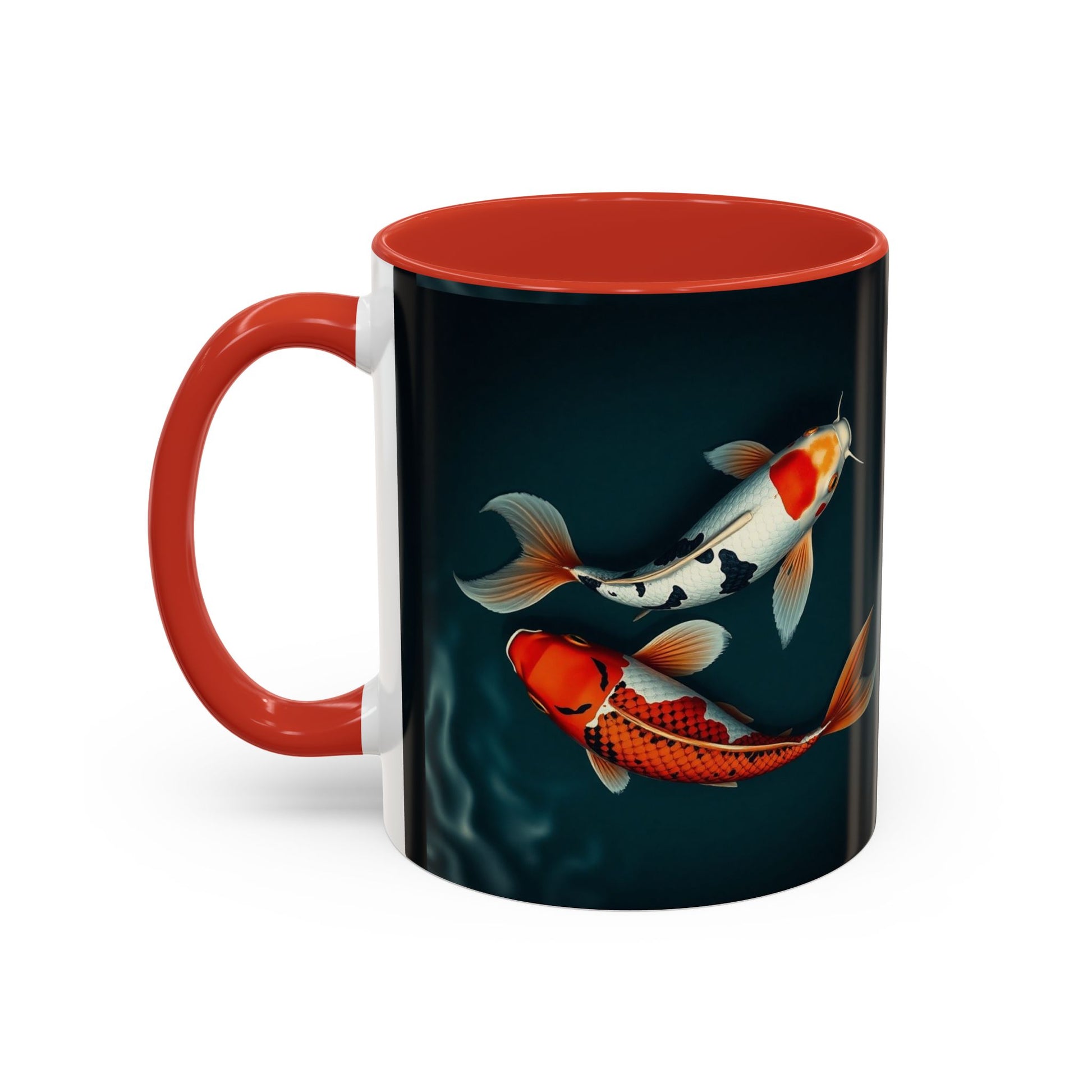 Koi Fish Accent Coffee Mug, Artistic Drinkware, Tea Lover Gift, Unique Home Decor, Birthday Present, Zen Coffee Cup
