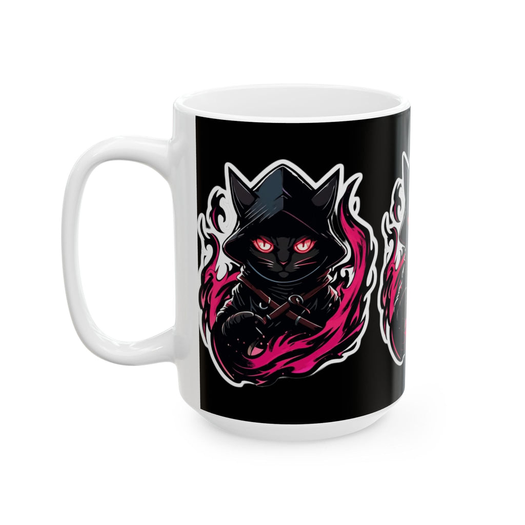 Mystical Cat Mug - Enchanting Ceramic Coffee Cup, Gift for Cat Lovers, Halloween Decor, Black Cat Lover's Mug, Witchy Homeware