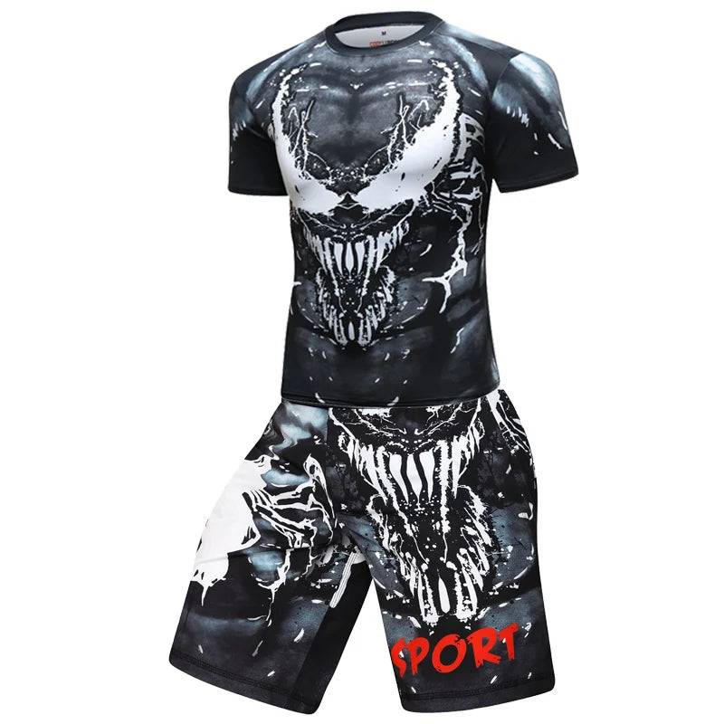 Rashguard shirt and pants for MMA, BJJ, fitness, boxing, Muay Thai, and kickboxing.