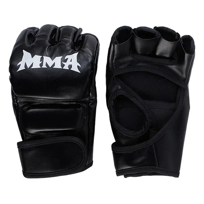 Professional Half Finger MMA Gloves with Leather Pad for Adults, Sanda Boxing, UFC Training, Sandbag and Knuckles.