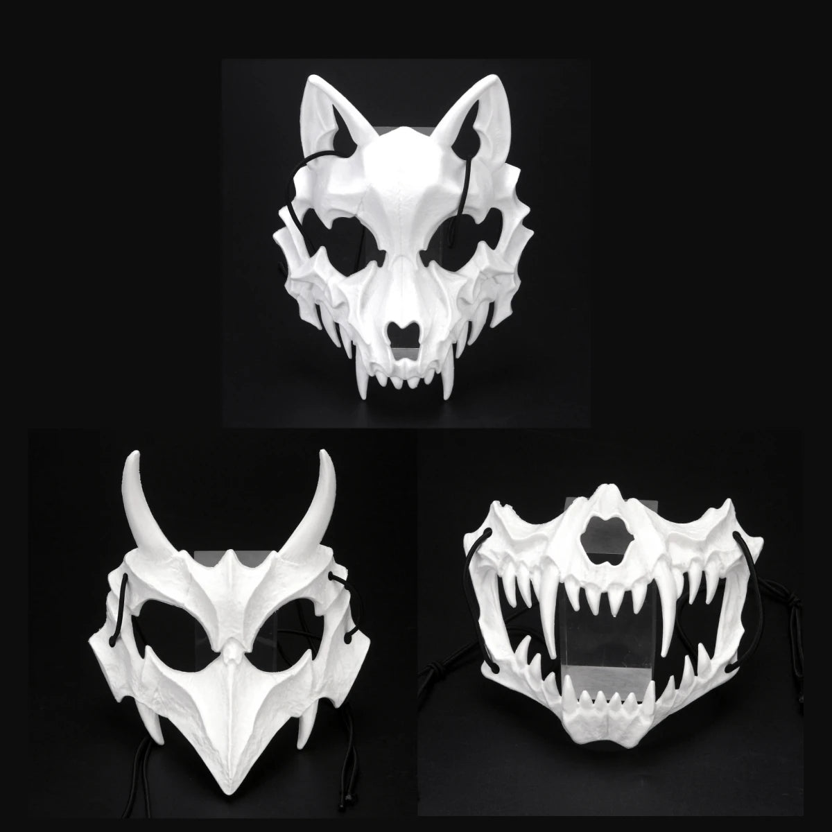 Mystical mask, half-face mask, because the dragon god, the fierce tiger, the night, the fork, the tengu man, Kiuby skull fangs, wolf mask, performance skull masks