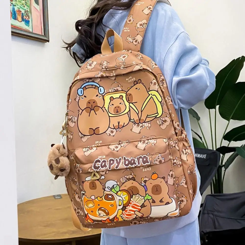 Mochila de capibara de gran capacidad, de nailon, ultraligera, para el regreso a clases.