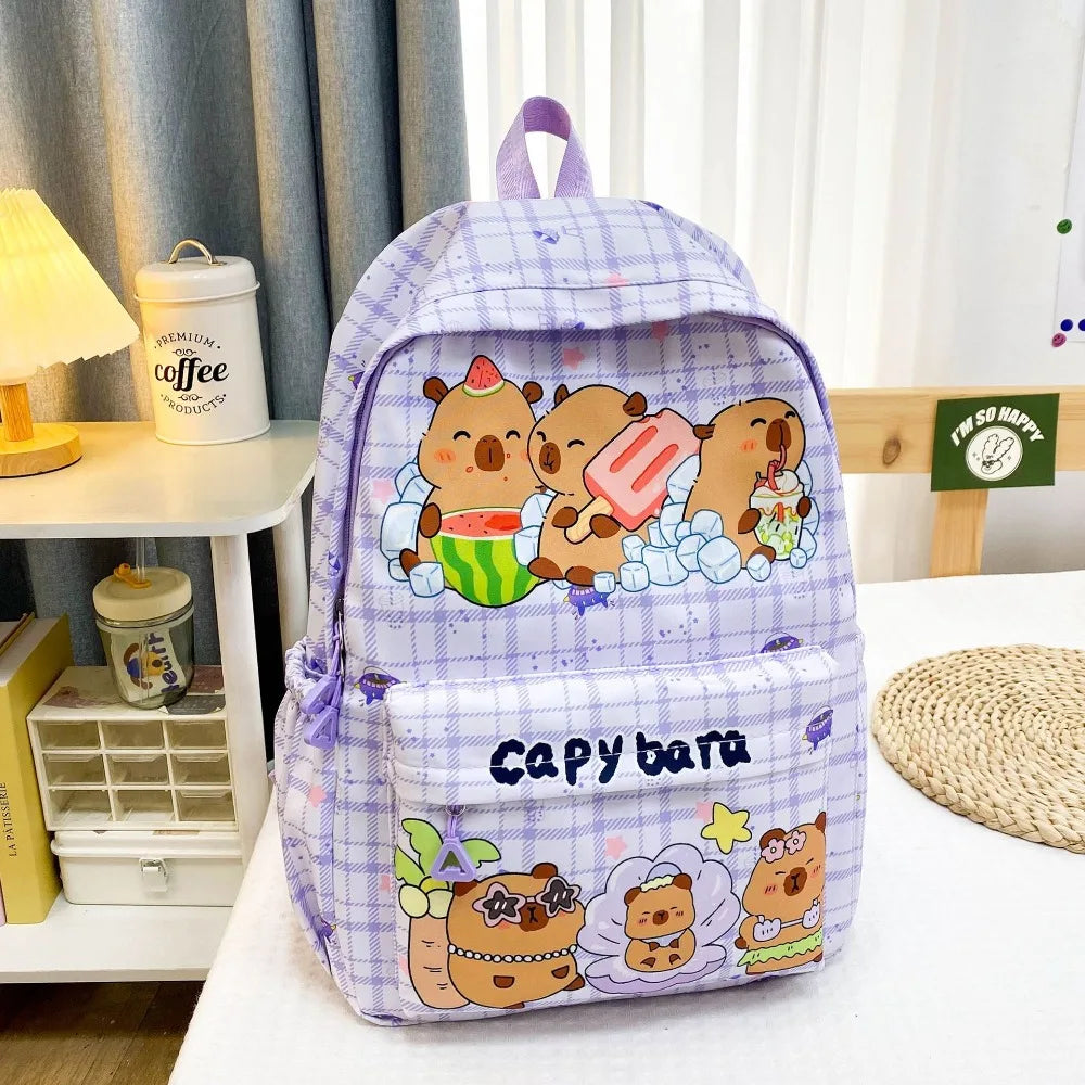 Mochila de capibara de gran capacidad, de nailon, ultraligera, para el regreso a clases.