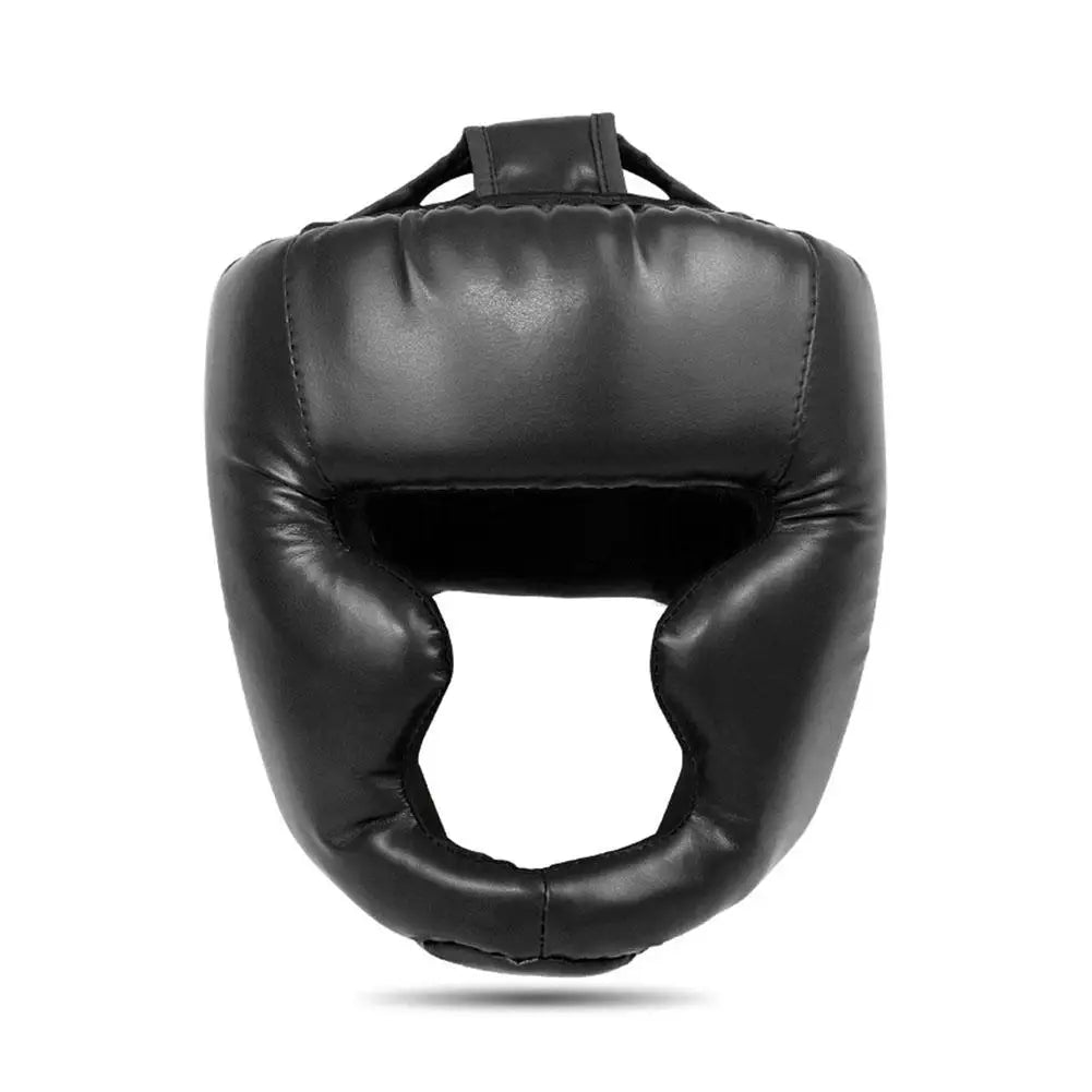 Sparring helmet, made of synthetic leather with full coverage for children and adults, head protector for training.