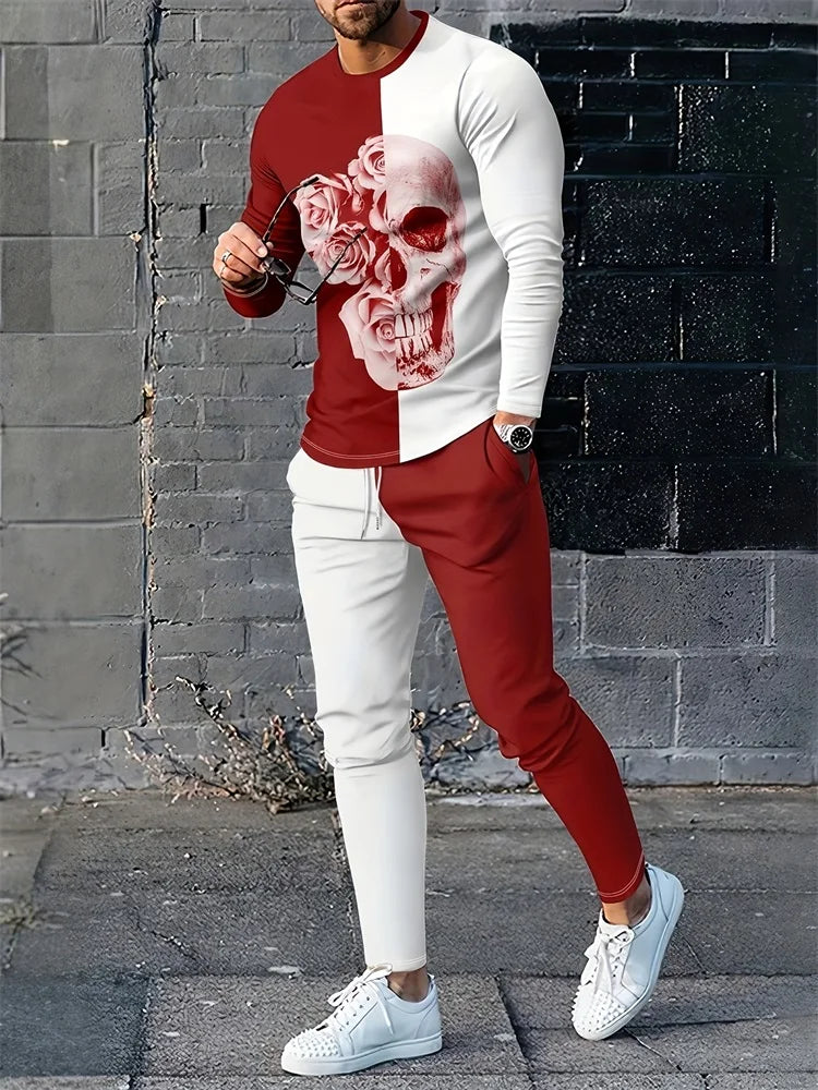 Trajes de dos piezas con estampado 3D de líneas simples, con estilo urbano.