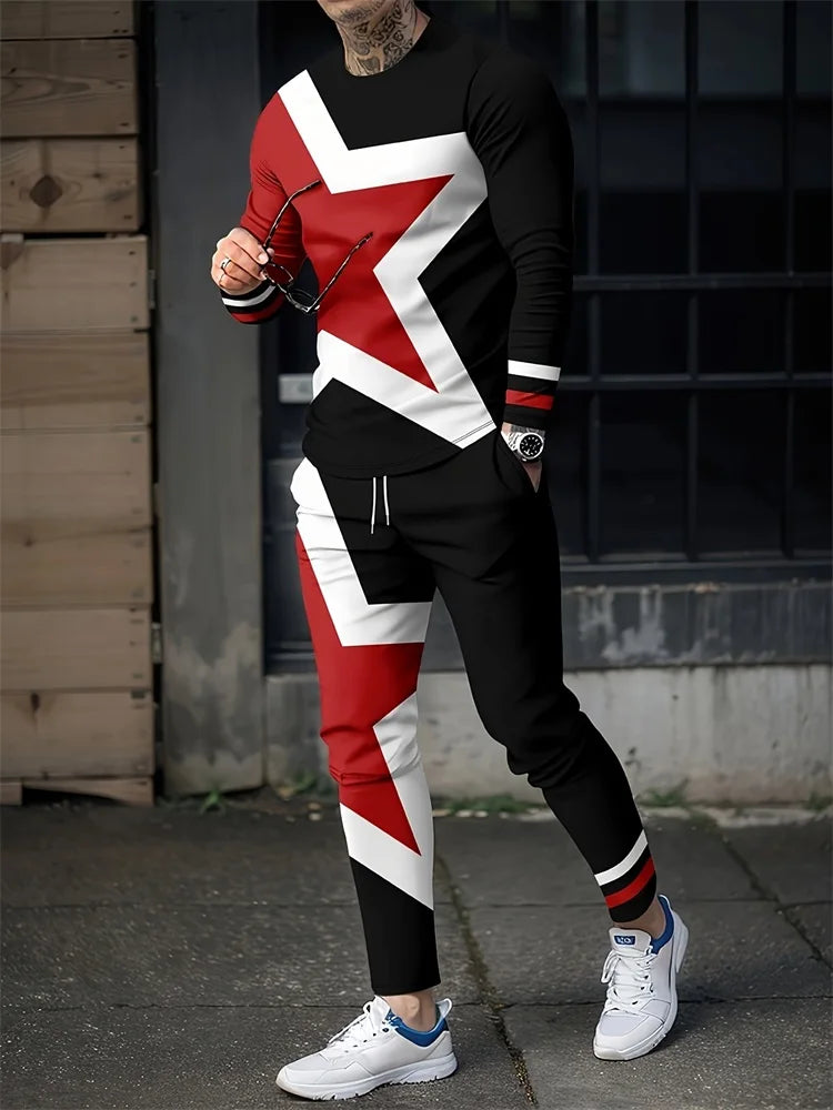 Trajes de dos piezas con estampado 3D de líneas simples, con estilo urbano.