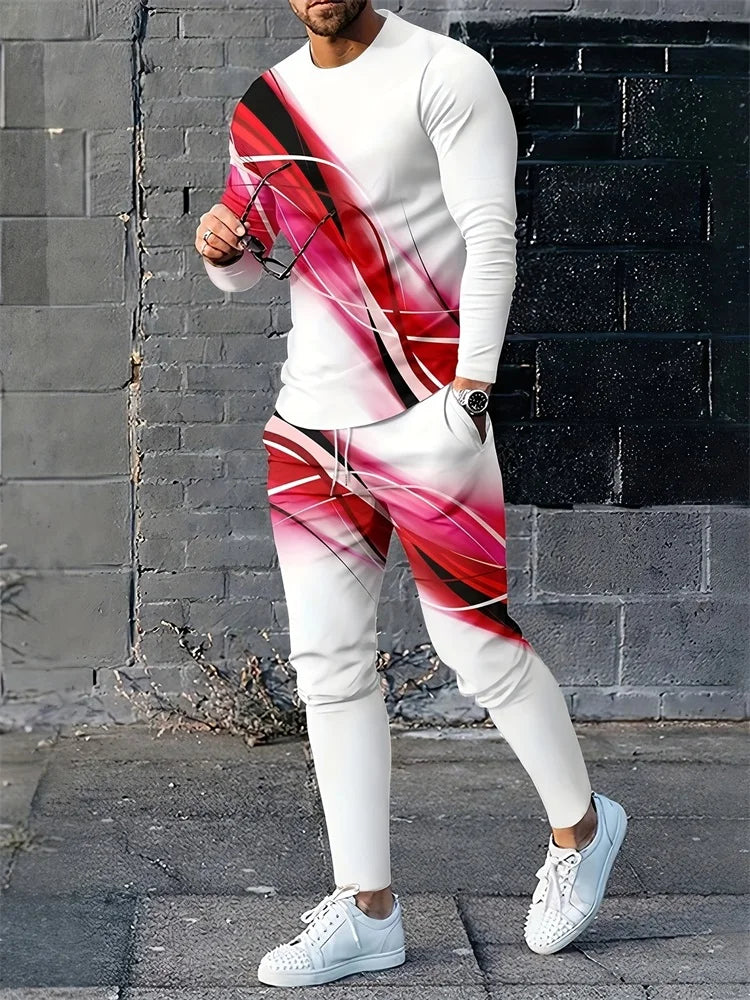 Trajes de dos piezas con estampado 3D de líneas simples, con estilo urbano.