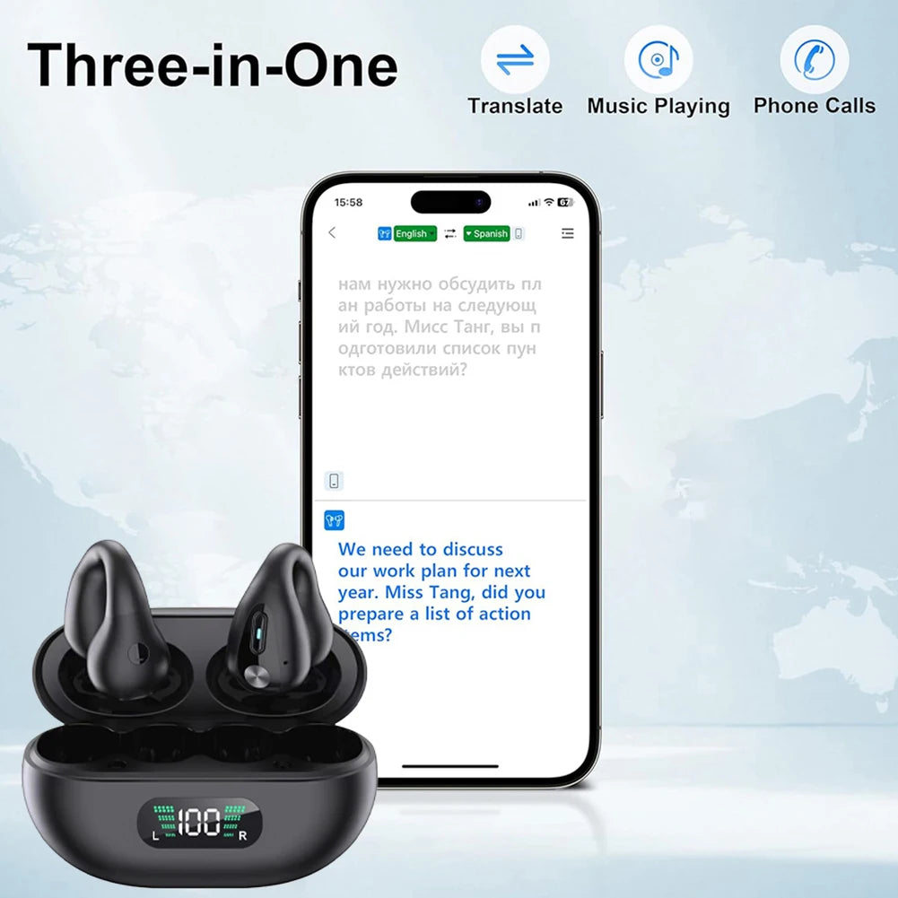 YYK-Q80 Smart AI Earphones Translate 144 Languages ​​Hifi Stereo Translation Waterproof Sports Earphones new.