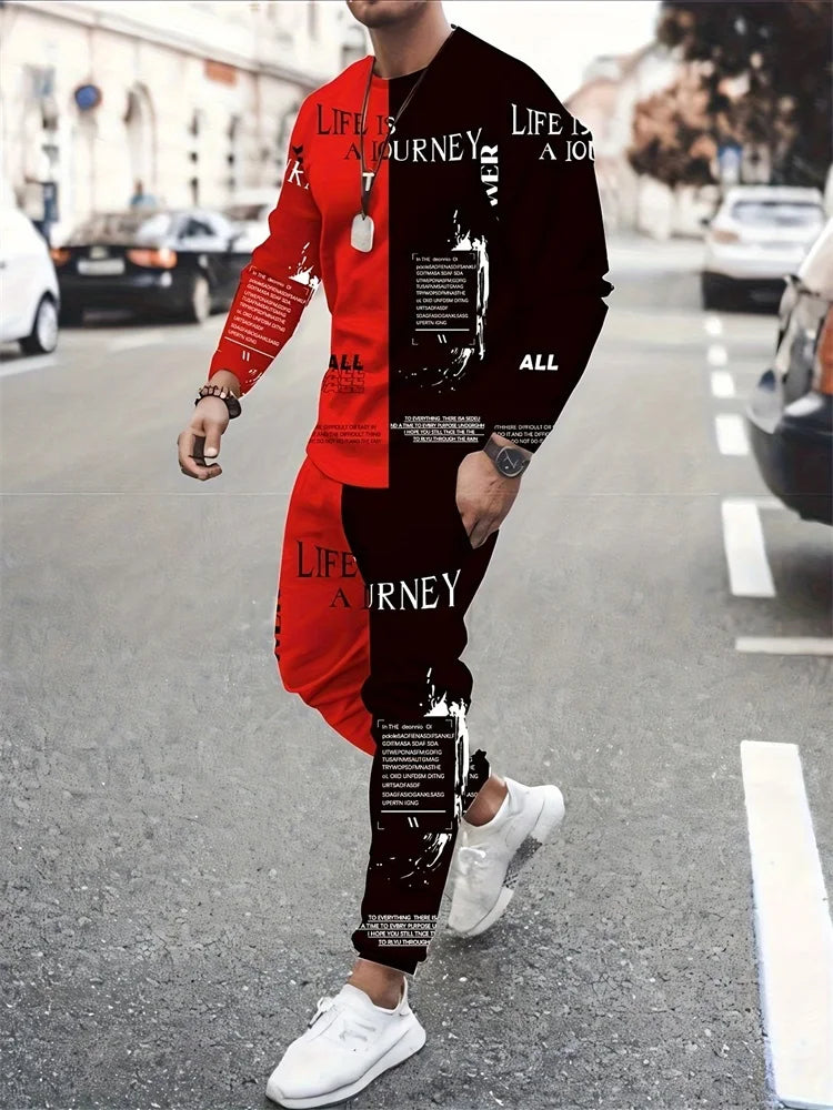 Trajes de dos piezas con estampado 3D de líneas simples, con estilo urbano.