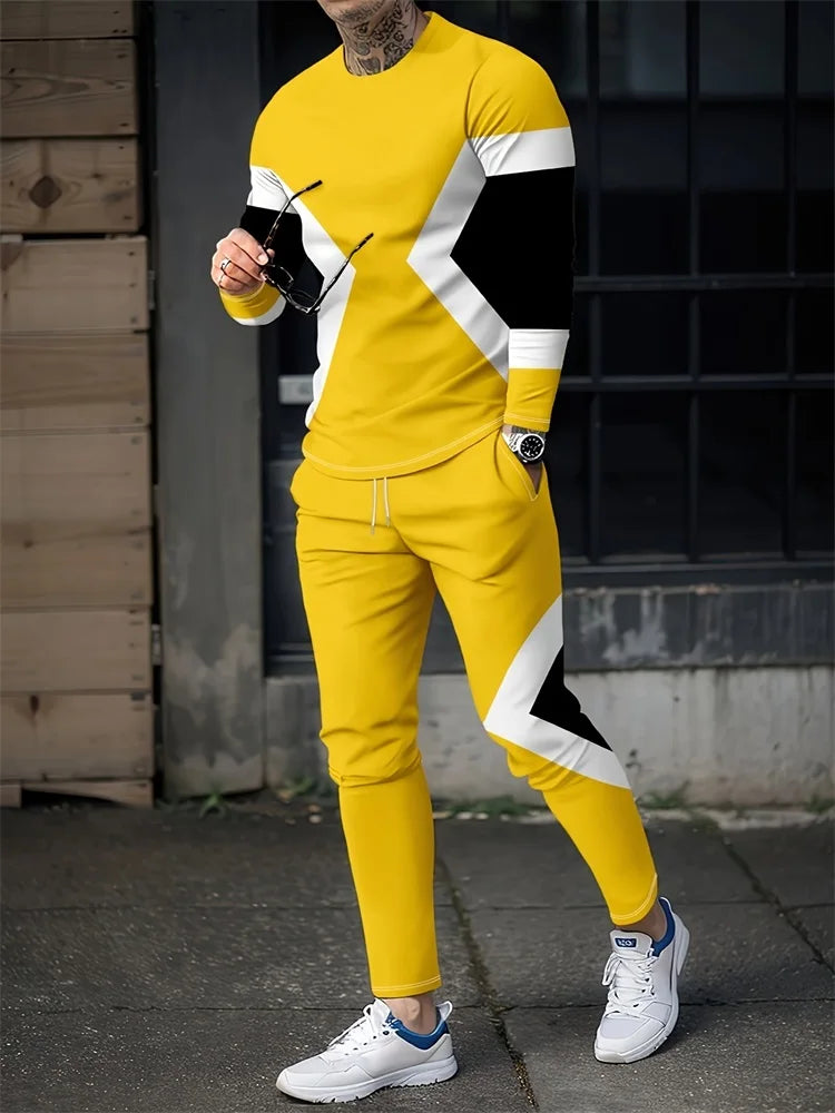 Trajes de dos piezas con estampado 3D de líneas simples, con estilo urbano.