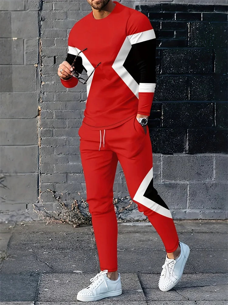 Trajes de dos piezas con estampado 3D de líneas simples, con estilo urbano.