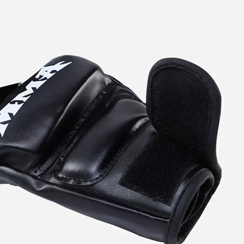 Professional Half Finger MMA Gloves with Leather Pad for Adults, Sanda Boxing, UFC Training, Sandbag and Knuckles.