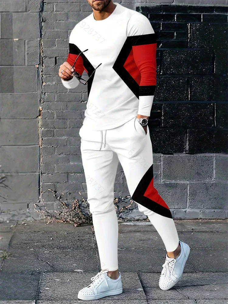 Trajes de dos piezas con estampado 3D de líneas simples, con estilo urbano.