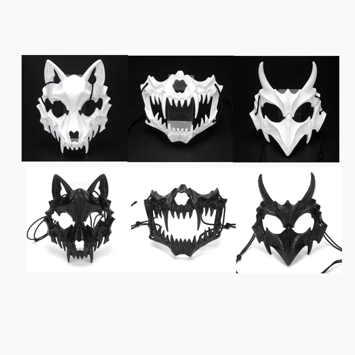 Mystical mask, half-face mask, because the dragon god, the fierce tiger, the night, the fork, the tengu man, Kiuby skull fangs, wolf mask, performance skull masks