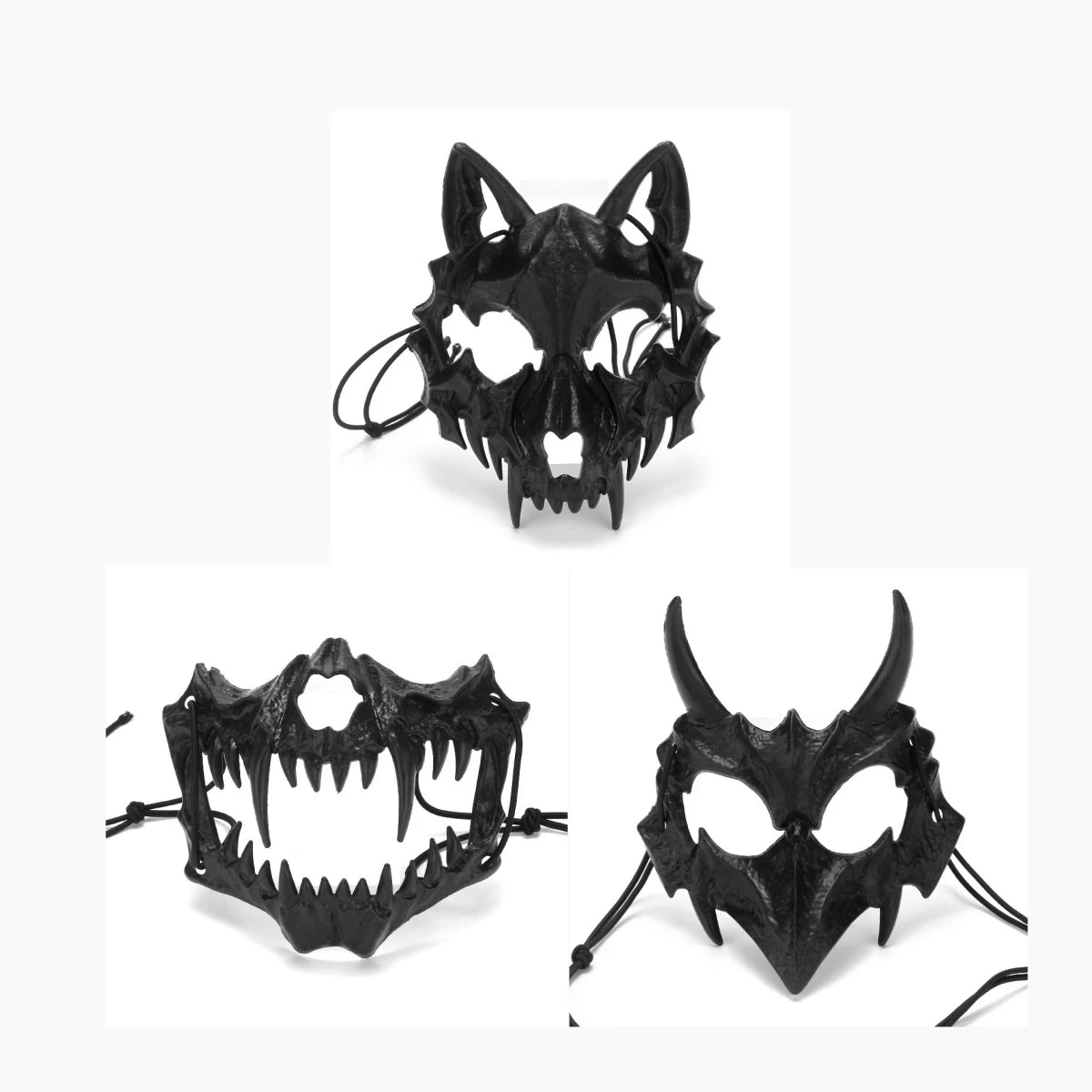 Mystical mask, half-face mask, because the dragon god, the fierce tiger, the night, the fork, the tengu man, Kiuby skull fangs, wolf mask, performance skull masks