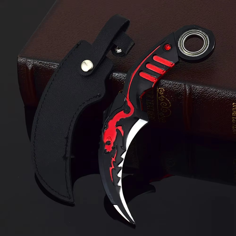 18cm Dragon Karambit Dagger, Alloy Spinning, Handcrafted Model, with Double Thorn Claws and Dark Moon, Golden Dragon Weapons, Training Daggers, and Letter Opener
