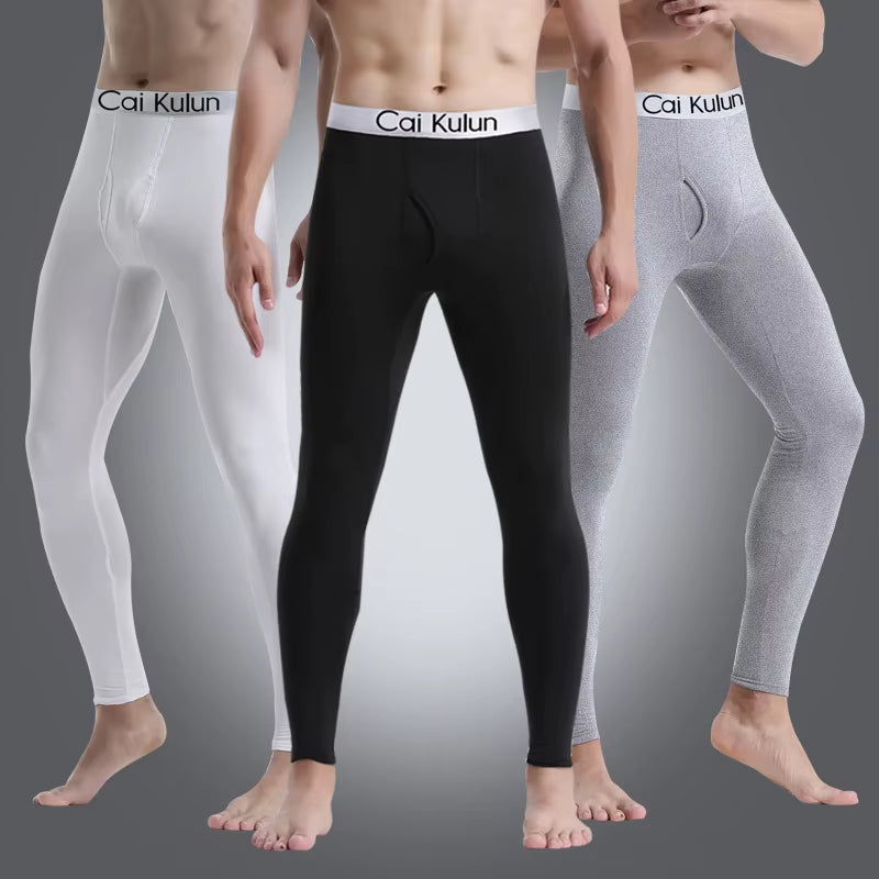 2025 New Men'S Tight Sports Pants Slim Pants Autumn and Winter Thermal Pants Plush High Stretch Quick Drying Compression Pants