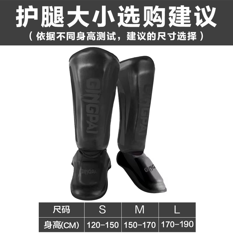 High-Quality PU Leather Boxing Shin Guards with Ankle Protection for MMA and Muay Thai Training - Lightweight Kicking Shin Pads
