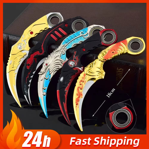 18cm Dragon Karambit Dagger, Alloy Spinning, Handcrafted Model, with Double Thorn Claws and Dark Moon, Golden Dragon Weapons, Training Daggers, and Letter Opener