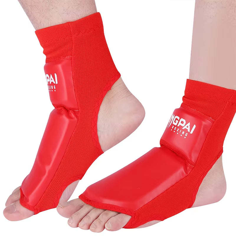 High-Quality PU Leather Boxing Shin Guards with Ankle Protection for MMA and Muay Thai Training - Lightweight Kicking Shin Pads