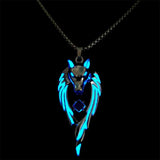 Collar con colgante de cabeza de lobo nativo para caballero